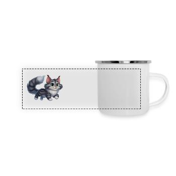 Maine Coon 12 - Panorama Emaille-Tasse - Weiß - Vorne