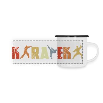 Karateka Vintage Look - Panorama Emaille-Tasse - Weiß/Schwarz - Vorne