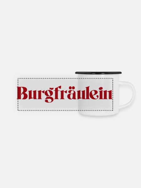 Burgfräulein - Panorama Emaille-Tasse - Weiß/Schwarz