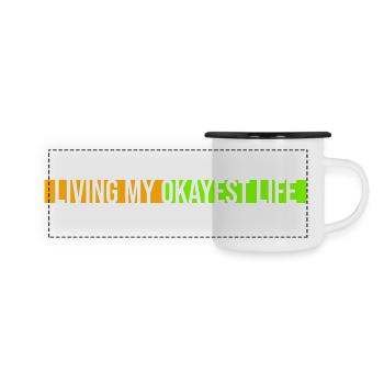 Vivre ma vie la plus correcte Drôle de dicton, médiocre - Mug panoramique émaillé - blanc/noir - Devant