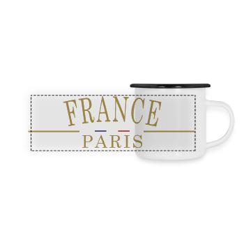 FRANCE Paris drapeau - Mug panoramique émaillé - blanc/noir - Devant