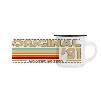 1991 - Panorama Emaille-Tasse - Weiß/Schwarz - Vorne