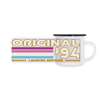 Original 94 Stripes Vintage - Panorama Emaille-Tasse - Weiß/Schwarz - Vorne