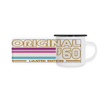 1960 - Panorama Emaille-Tasse - Weiß/Schwarz - Vorne