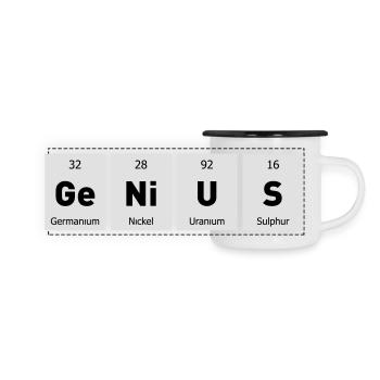 Genius Nerd Geek - Panorama Emaille-Tasse - Weiß/Schwarz - Vorne