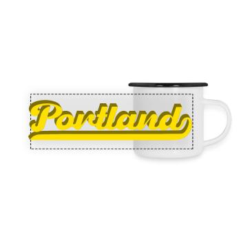 Portland Retro Script - Emaillen panoramamok - wit/zwart - Voor