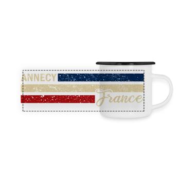 France - Annecy - France - Flag - Stripes - Panoramic Camper Mug - white/black - Front