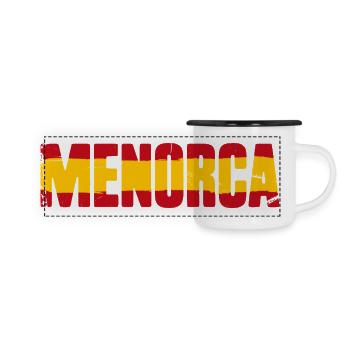 Menorca Flagge Spanien - Panorama Emaille-Tasse - Weiß/Schwarz - Vorne