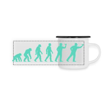 Fortschrittliche Evolutionssilhouette - Panorama Emaille-Tasse - Weiß/Schwarz - Vorne