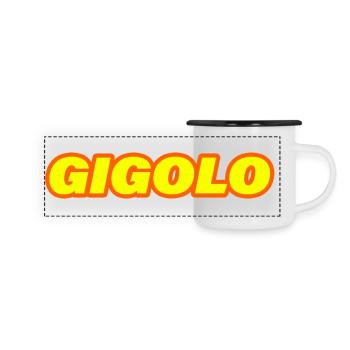 GIGOLO - Panorama Emaille-Tasse - Weiß/Schwarz - Vorne