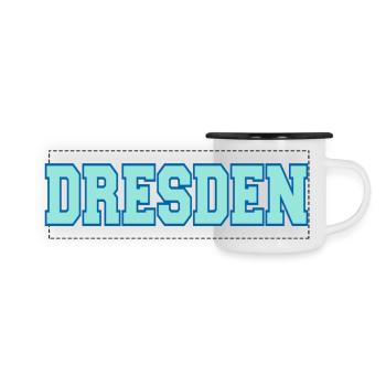 Dresden Block Font Outfit Design - Panoramic Camper Mug - white/black - Front