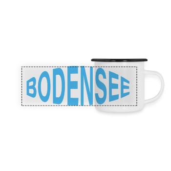 BODENSEE - Panorama Emaille-Tasse - Weiß/Schwarz - Vorne