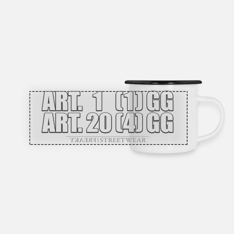 Article 1 et article 20 - Mug panoramique émaillé - blanc/noir