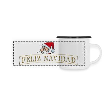 Feliz Navidad - Panorama Emaille-Tasse - Weiß/Schwarz - Vorne