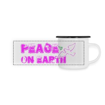 Peace on Earth with Bird pink - Panoramic Camper Mug - white/black - Front