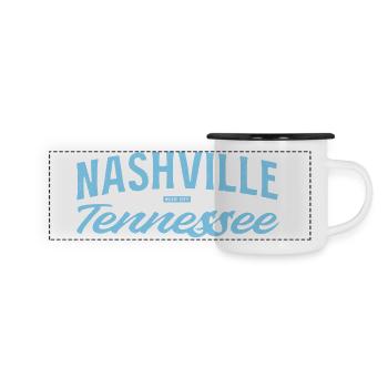 Nashville Script Blue - Emaillen panoramamok - wit/zwart - Voor