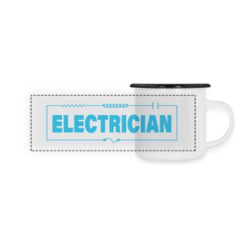 ÉLECTRICIEN - Mug panoramique émaillé - blanc/noir - Devant
