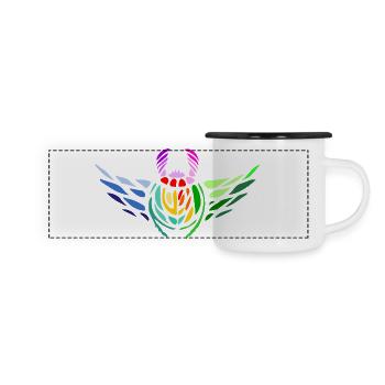 Pride Skarabäus – Vielfalt und Transformation - Panorama Emaille-Tasse - Weiß/Schwarz - Vorne
