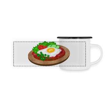 Strammer Max - Panorama Emaille-Tasse - Weiß/Schwarz - Vorne