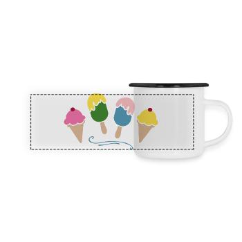 Eis - Panorama Emaille-Tasse - Weiß/Schwarz - Vorne