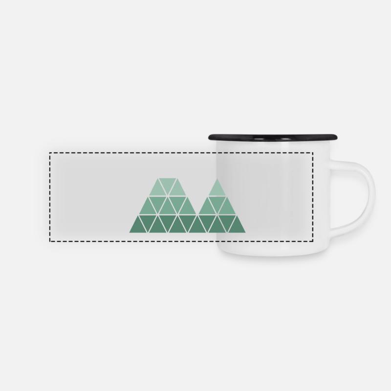 "Hiker" - Geometric Mountain Design - Panoramic Camper Mug - white/black