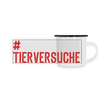 Tierversuch STOPPT TIERVERSUCHE Lustigse - Panorama Emaille-Tasse - Weiß/Schwarz - Vorne