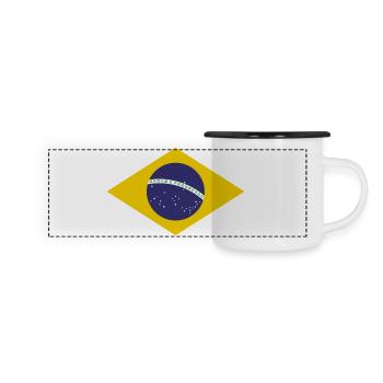 Brasilia Flag - Panorama Emaille-Tasse - Weiß/Schwarz - Vorne
