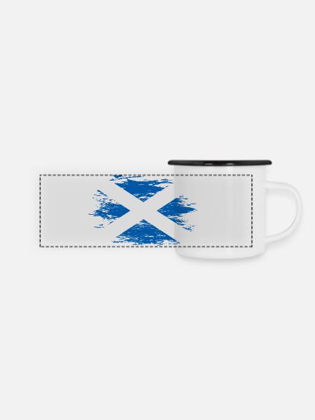 Schottland Flagge used - Panorama Emaille-Tasse - Weiß/Schwarz
