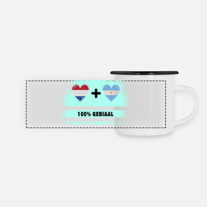 Drapeau 100% Genius de l’Argentine et des Pays-Bas - Mug panoramique émaillé - blanc/noir