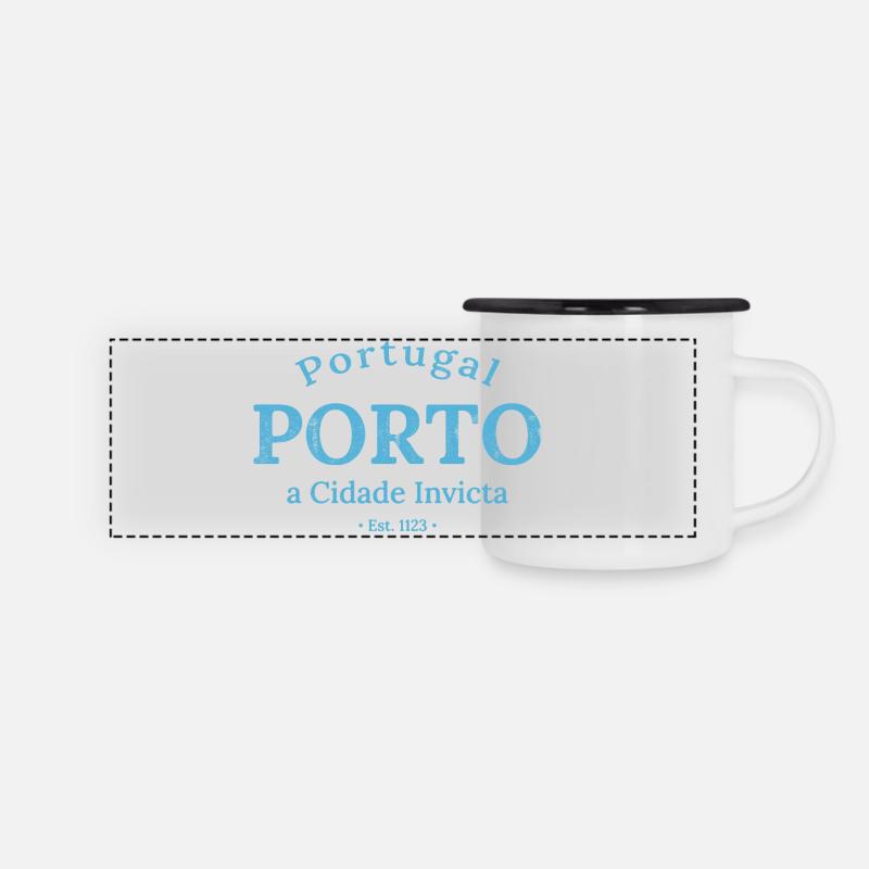 Porto a Cidade Invicta Logo - Mug panoramique émaillé - blanc/noir