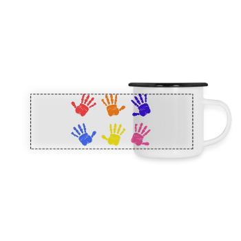 Empreintes de mains sur l’autisme - Mug panoramique émaillé - blanc/noir - Devant