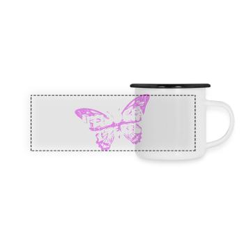 Graphique inspirant de fan papillon - Mug panoramique émaillé - blanc/noir - Devant