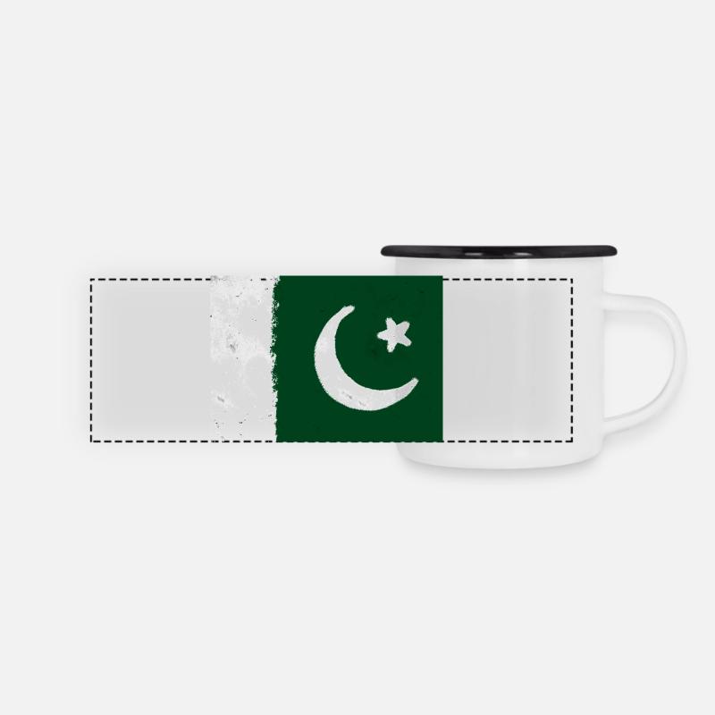Drapeau du Pakistan - Mug panoramique émaillé - blanc/noir