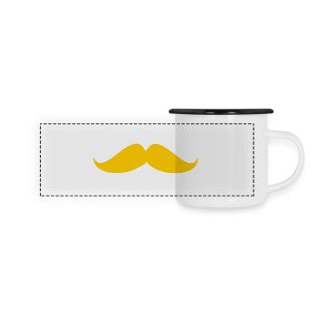 MOUSTACHE.BONNE Fête papa. Fête des pères. - Mug panoramique émaillé - blanc/noir - Devant