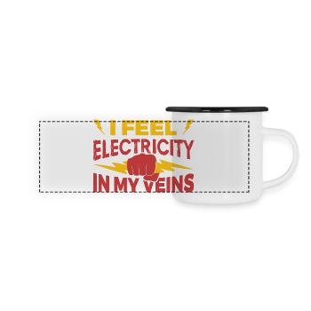 Elektrotechnik - Panorama Emaille-Tasse - Weiß/Schwarz - Vorne