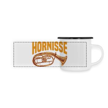 Hornisse - Tenorhorn Design für Orchester Musiker - Panorama Emaille-Tasse - Weiß/Schwarz - Vorne