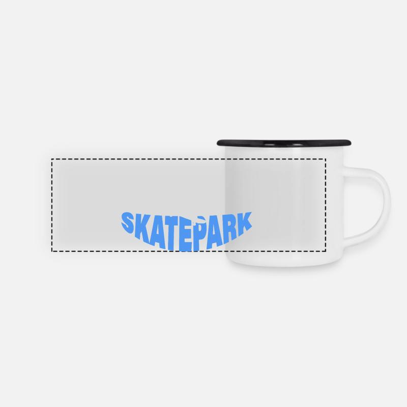 SKATEPARK - Panorama Emaille-Tasse - Weiß/Schwarz
