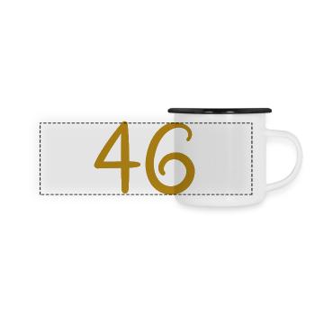 46 - Panorama Emaille-Tasse - Weiß/Schwarz - Vorne