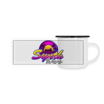 Synth-Wave Music Neon-Vibe Electrowave sunset - Panorama Emaille-Tasse - Weiß/Schwarz - Vorne