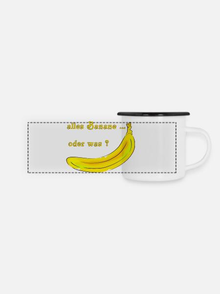 Banane obst - Panorama Emaille-Tasse - Weiß/Schwarz