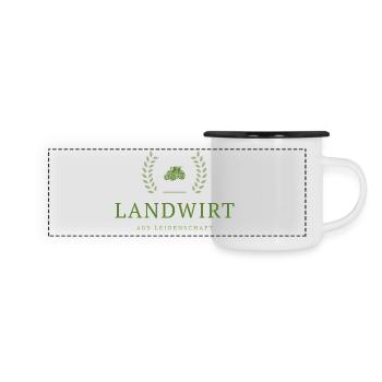 Emblème de la Passion du Fermier - Mug panoramique émaillé - blanc/noir - Devant