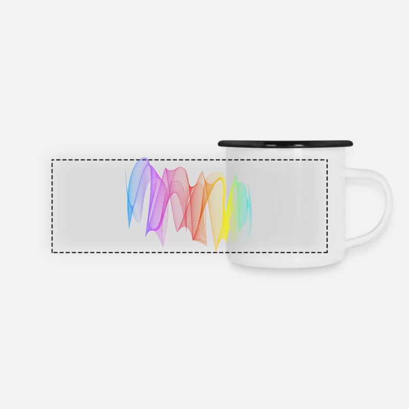 Lignes abstraites Design 07 - Mug panoramique émaillé - blanc/noir