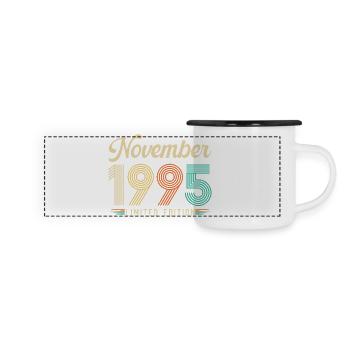 Novembre 1995 Anniversaire Vintage Rétro Cadeau - Mug panoramique émaillé - blanc/noir - Devant