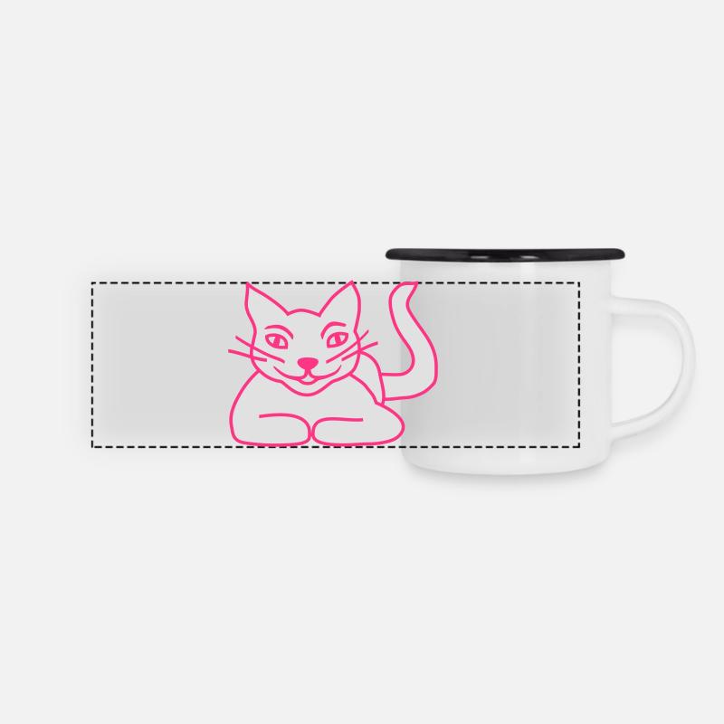 Chat - Mug panoramique émaillé - blanc/noir