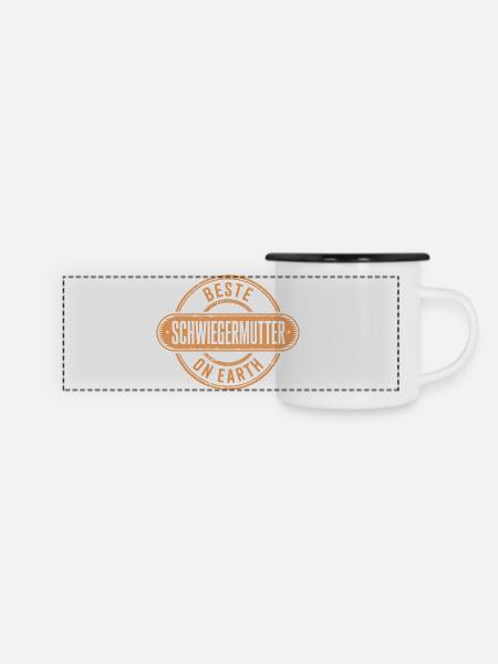 Beste Schwiegermutter Geschenk - Panorama Emaille-Tasse - Weiß/Schwarz
