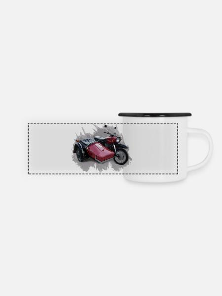 Simson Schwalbe Duo - Panorama Emaille-Tasse - Weiß/Schwarz