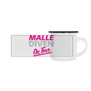 Mallorca, Party, Mädels  - Panorama Emaille-Tasse - Weiß/Schwarz - Vorne