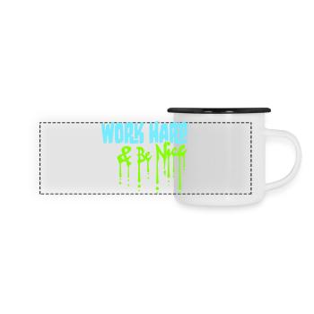 Work Hard Be Nice Motivation Positiver Geist Zitat - Mug panoramique émaillé - blanc/noir - Devant