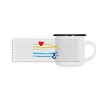 I love Fehmarn coastal look - Panoramic Camper Mug - white/black - Front