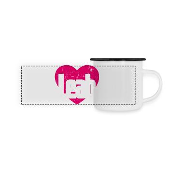 I Love Leah Pinkes Herz Ich liebe Leah - Panorama Emaille-Tasse - Weiß/Schwarz - Vorne